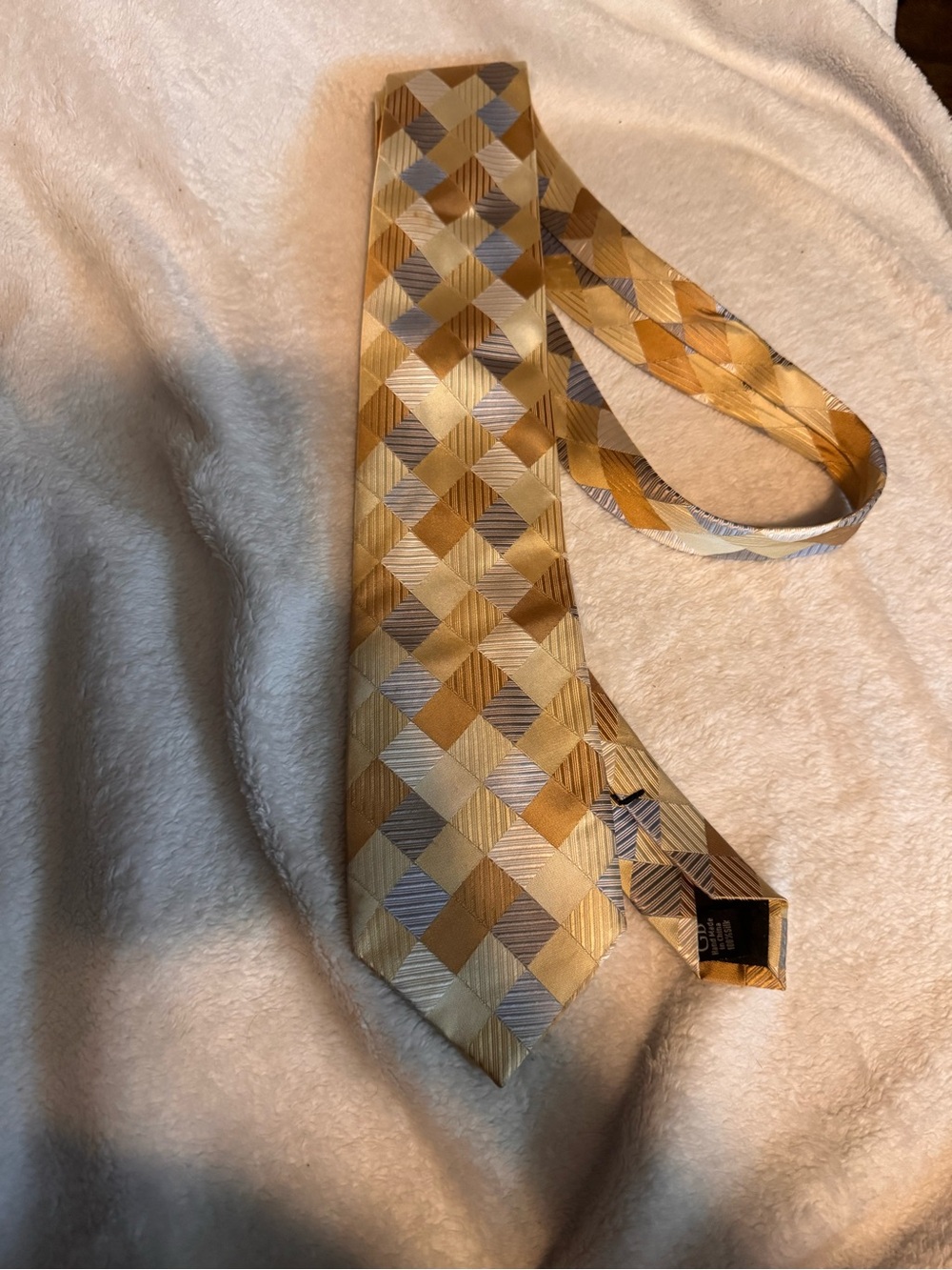 Geoffrey Beene Gold and Silver Checkerboard Men's Tie